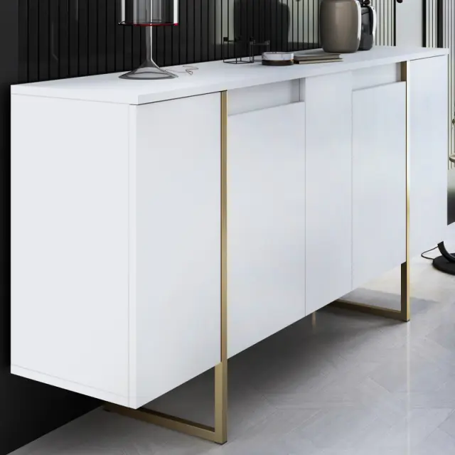 Μπουφές Luxe Megapap χρώμα λευκό - χρυσό 160x35x80εκ. 3