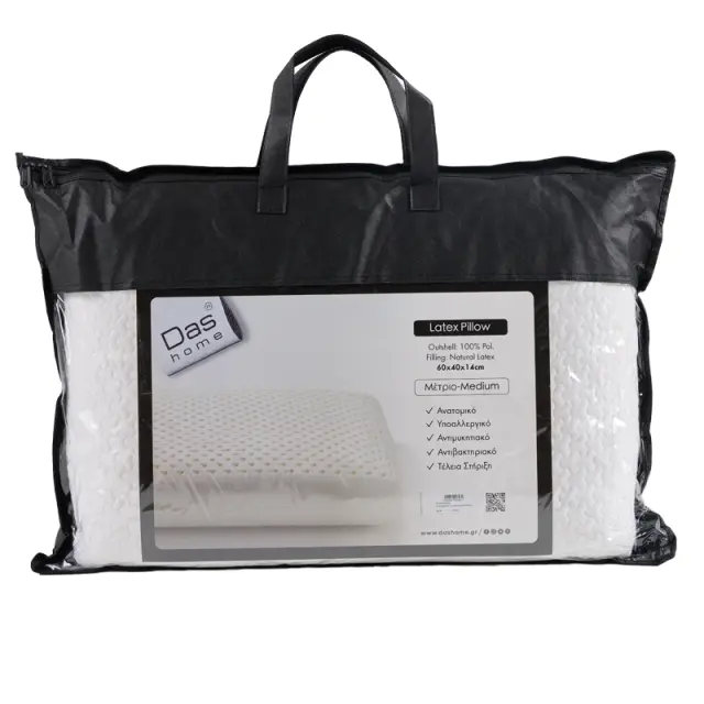 Μαξιλάρι Υπνου 40x60x14 Ανατομικό Latex Μέτριο Das Home 1038 100% Πολυέστερ