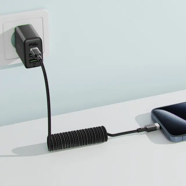 Καλώδιο Σύνδεσης Acefast C14-04 USB-A σε USB-C 3A Fast Charge USB2.0 Spring Braided Μαύρο 1.2m. 3