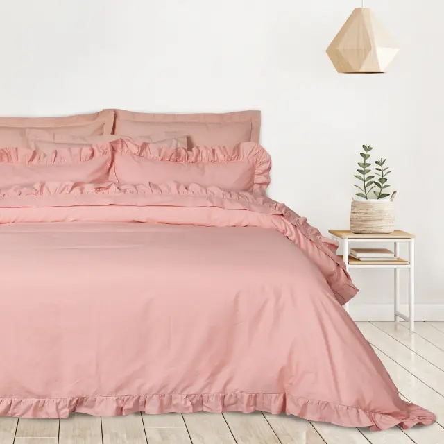 Σετ Παπλωματοθήκη 220x240 Υπέρδιπλη Daily Das Home 3169 Pink 100% βαμβακερό