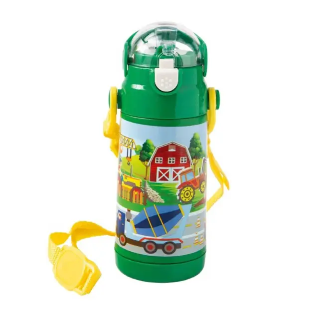 Brandani Ανοξείδωτο Παιδικό Μπουκάλι (θερμός) 350ml με καλαμάκι (2 σχέδια) - Πράσινο