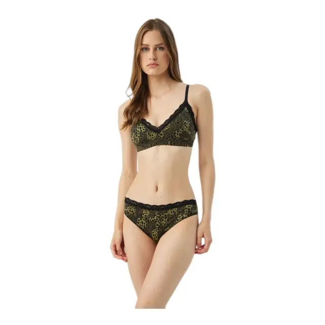 Minerva Γυναικείο Μπουστάκι Modal Fimelle Elegance, Χρώμα Πράσινο-Χακί Animal 3
