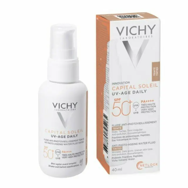 Vichy Capital Soleil UV-Age Daily Tinted Light SPF50+ Λεπτόρρευστο Αντιηλιακό Προσώπου με Χρώμα κατά της Φωτογήρανσης, 40ml