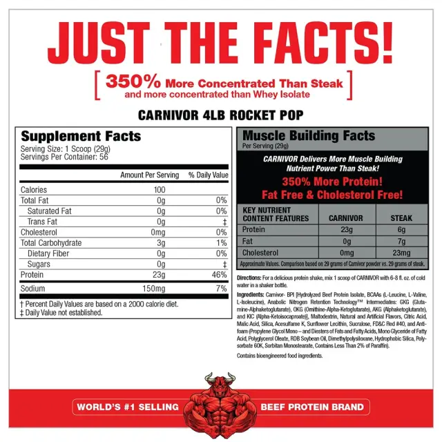 MuscleMeds Carnivor™ 100% Beef Protein Rocket Pop, 56 Servings 2
