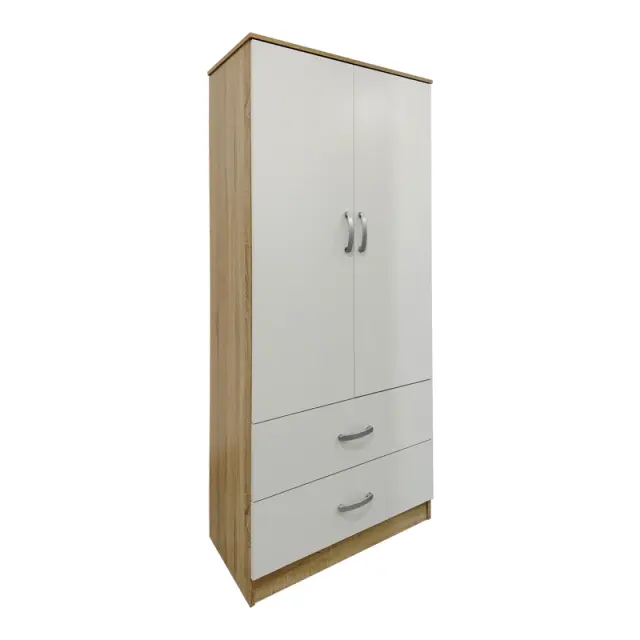 Ντουλάπα εξάφυλλη με πατάρι Athos I pakoworld sonoma-λευκή 240x42x240εκ 2
