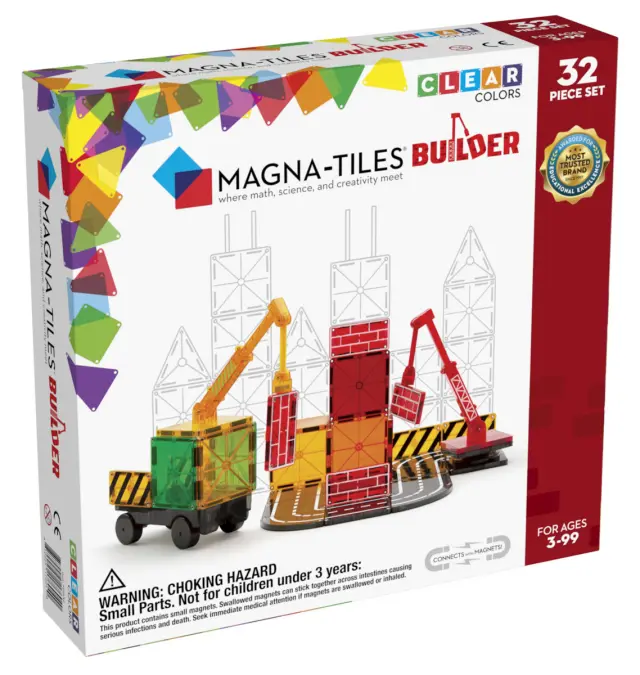Magna-Tiles Μαγνητικό Παιχνίδι Μαγνητικά Πλακίδια Builder 32 Κομμάτια για 3+ ετών 21632