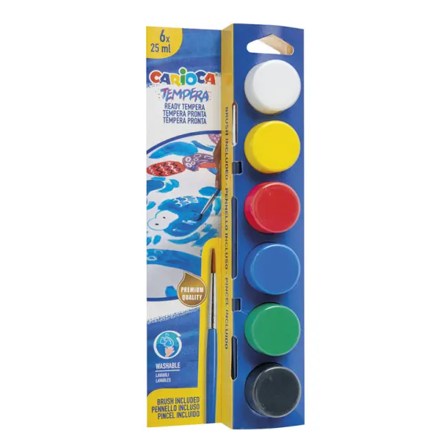 Carioca Έτοιμη Τέμπερα σε Βαζάκια 6x25ml + Πινέλο 40433