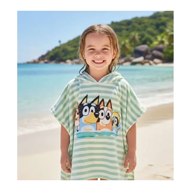 Παιδικό Πόντσο Θαλάσσης & Πισίνας Swim Essentials Με Κουκούλα Bluey 65Χ65 100% Βαμβάκι