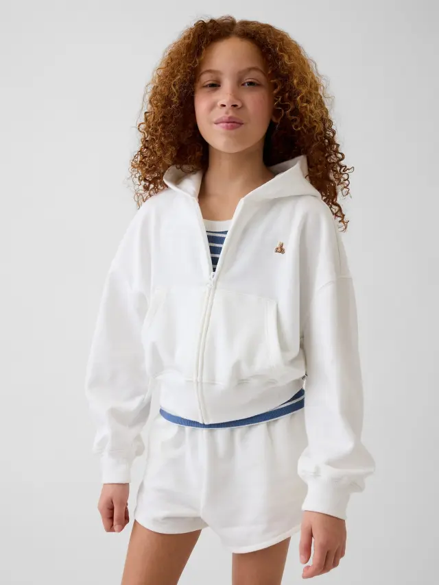 Παιδικό Φούτερ με Κουκούλα & Φερμουάρ VintageSoft Terry New off white - S