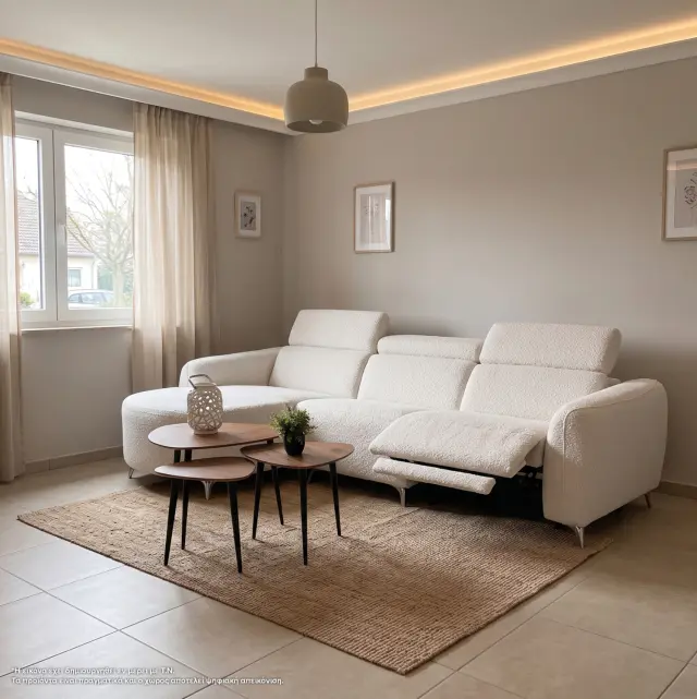 ΚΑΝΑΠΕΣ ΑΡΙΣΤΕΡΗ ΓΩΝΙΑ 3Θ ΜΕ RECLINE FB93317.02L ΜΠΕΖ ΥΦΑΣΜΑ 275x160x104Yεκ 2