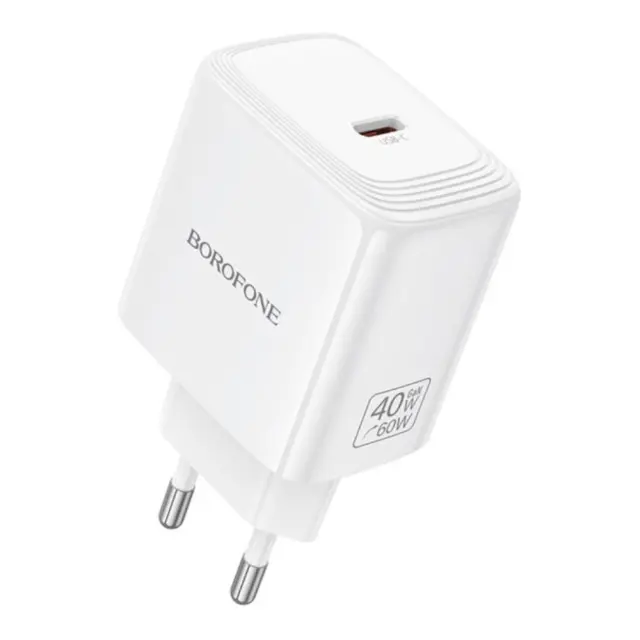 Φορτιστής Ταξιδίου Borofone BN33 Fuente GaN USB-C PD40W Λευκός
