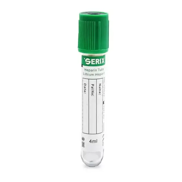 Vacutainer Ηπαρίνης Λιθίου 4 ml – Πράσινο Πώμα, Serix (100 τεμ.)