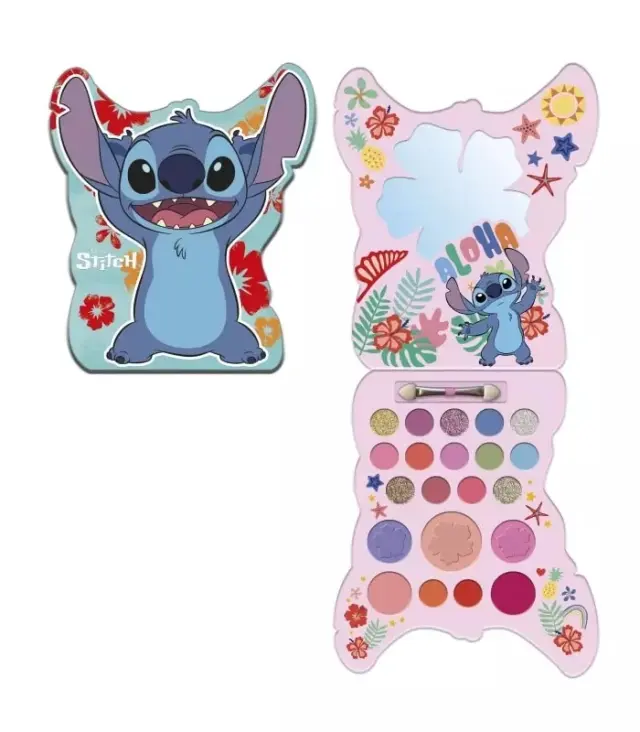 Stitch Παιδική Παλέτα Μακιγιαζ: 14 Σκιές Ματιών + Πινελάκι + 3 Ρουζ + Lip Gloss
