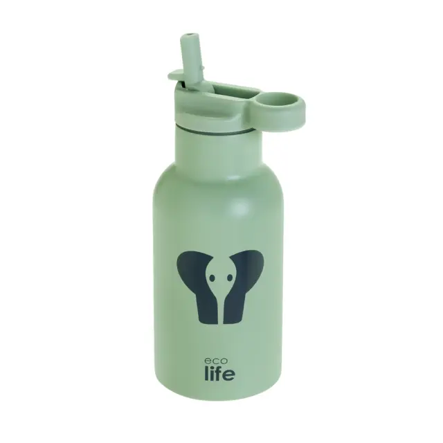 Ecolife® -Ανοξείδωτο Παιδικό Παγούρι Θερμός Animals Elephant 350ml- Green. (33-BO-2015) 2