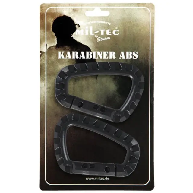 MIL-TEC BLACK CARABINER ABS (2 PIECES/BLISTER)-Μαύρα Καραμπίνερ ABS (2 Τεμάχια / Blister) - 01-Black-Μαύρο 2