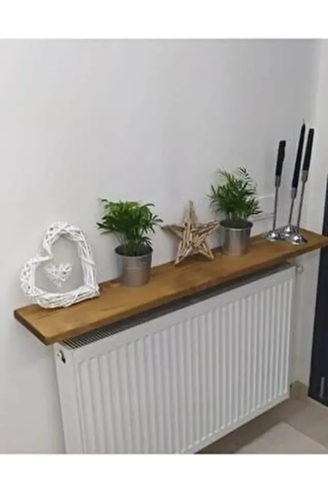Stewehome Ράφι από πεύκο Άτλαντικ για καλοριφέρ από σανίδα με μοντέρνο σχέδιο Καφέ 80x15 cm