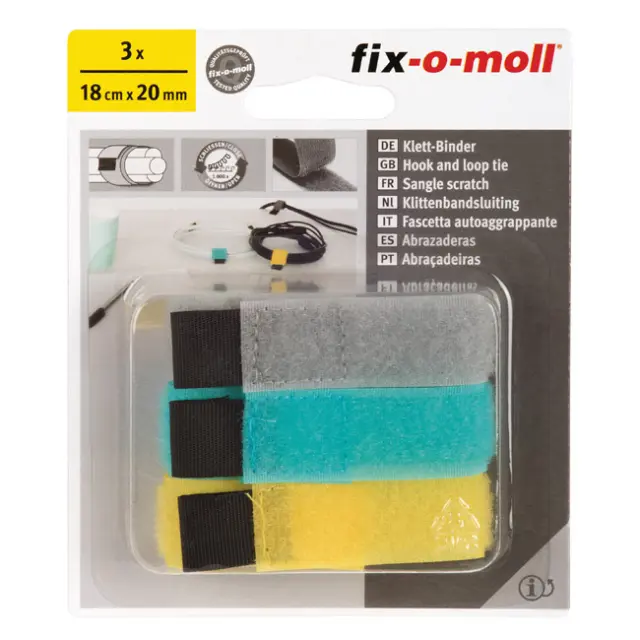 Δεματικό Hook+Loop Γκρι/Γαλάζιο/Κίτρινο 18cmx20mm Σετ 3Τμχ 2