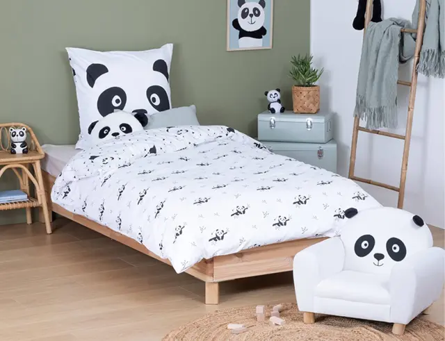 Σετ Μονή Παπλωματοθήκη & Μαξιλαροθήκη Panda Atmosphera 2 όψεων, από βαμβάκι 57TC, με διαστάσεις 140x200cm 174018Q