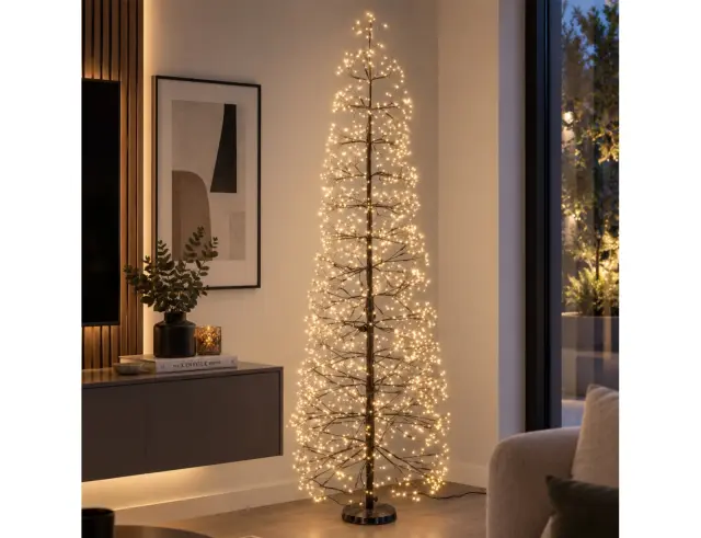Διακοσμητικό δέντρο με 2400 φωτάκια LED, Χρονοδιακόπτη, Dimmer και ύψος 180cm - Θερμό Λευκό AX5393650