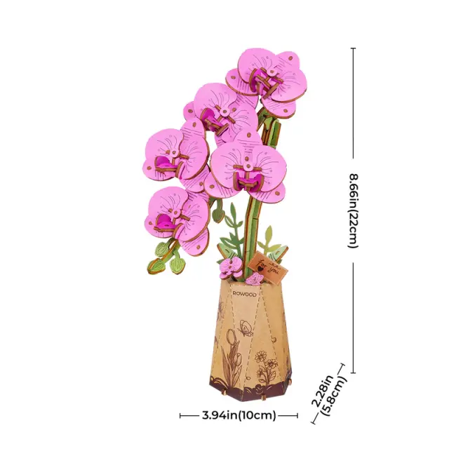 Robotime Wooden Bloom Craft Purple Moth Orchid TW091 3