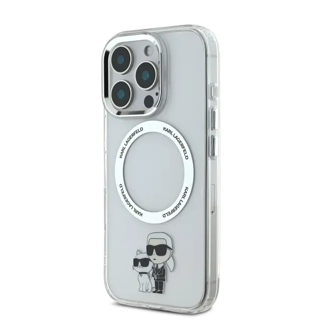 Karl Lagerfeld IML Karl and Choupette MagSafe Case for iPhone 16 Pro Transparent 3