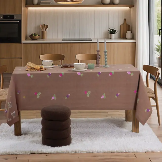 Τραπεζομάντηλο Αλέκιαστο Radish 140x140 Nef Nef Homeware, 100% BAMBAKI - BROWN (040768)