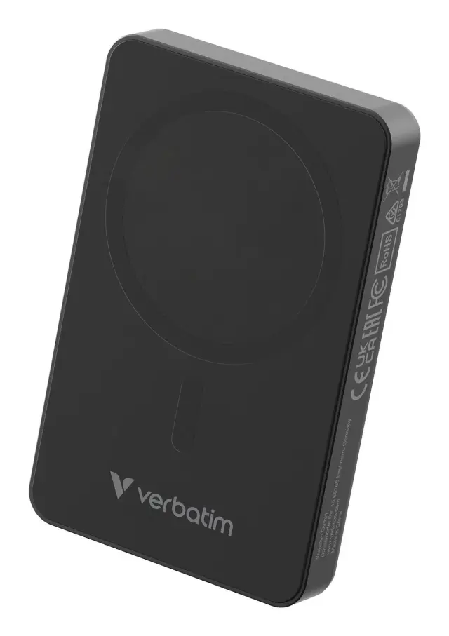 Verbatim - Charge 'n' Go Essentials Magnetic Wireless Power Bank 10000 mAh Black - Electronics