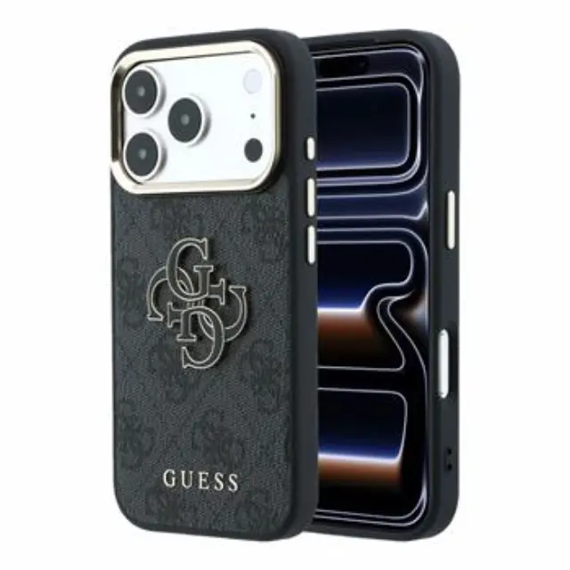 Guess PU 4G Resin Metal Logo Case for iPhone 18 Pro Black