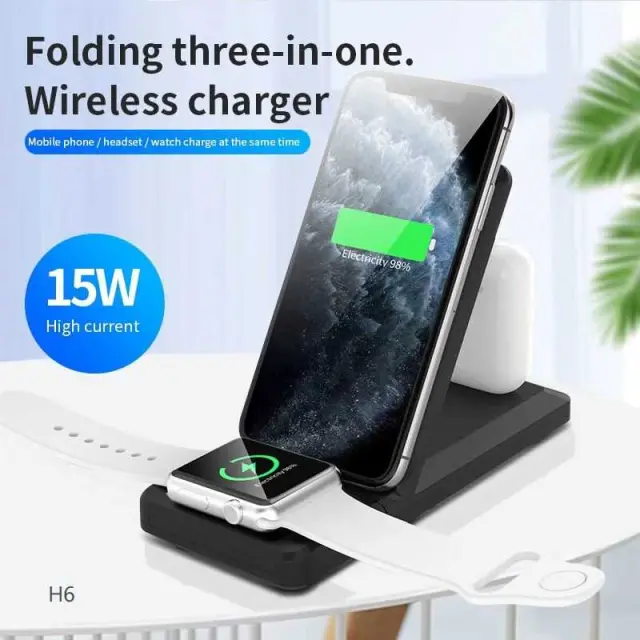 Βάση ασύρματης φόρτισης Smartphone/Smartwatch/Ακουστικών iOS - 3in1 - H6 - 15W - 164453 2