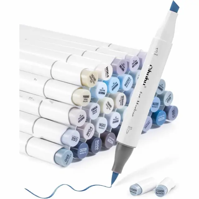 Ohuhu Honolulu Alcohol Σετ Μαρκαδόρων 36 Grey-tone χρωμάτων Brush & Chisel (OHUHU)