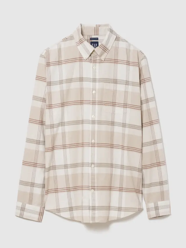 Ανδρικό Πουκάμισο Oxford Cream check