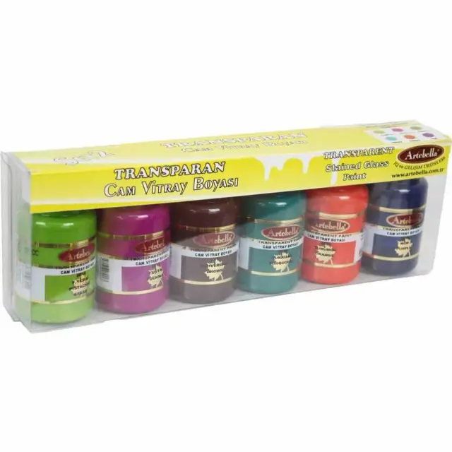 Artebella Σετ Διάφανα Σμάλτα Stained Glass - 6 Χρώματα Χ 50ml, Set 2