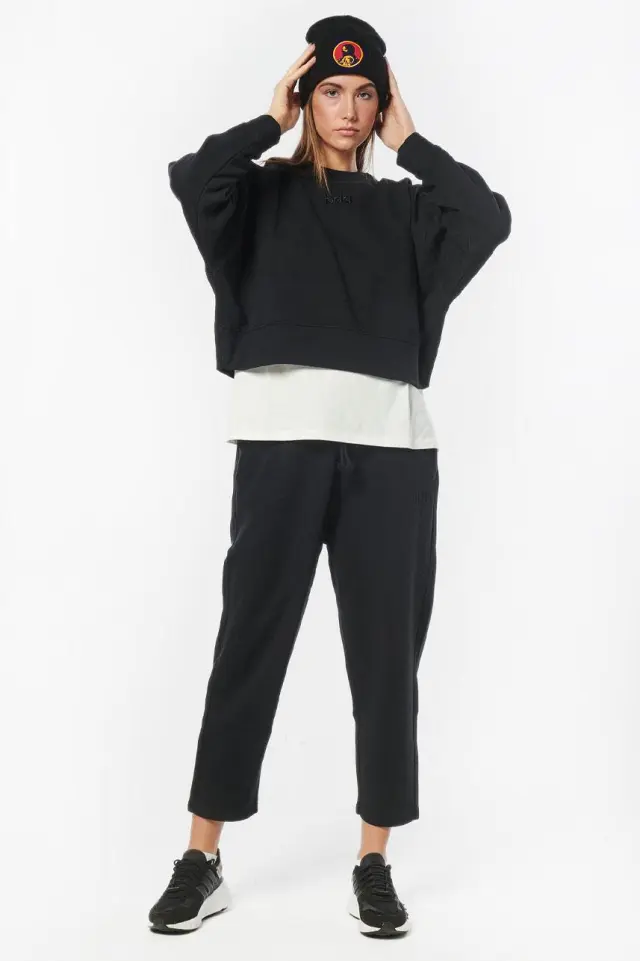 Body Action Oversized Fleece Sweatshirt (061227-01-Black) - Μαύρο - L
