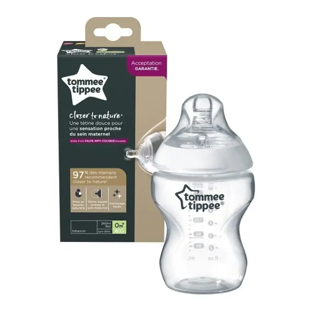 Tommee Tippee Πλαστικό Μπιμπερό Closer to Nature μικρής ροής 260ml 0m+