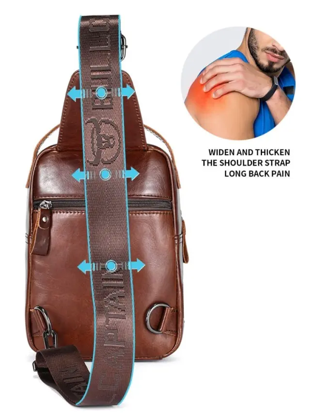 Δερμάτινο τσαντάκι body Bull Captain XB555 σκούρο καφέ - One Size 2