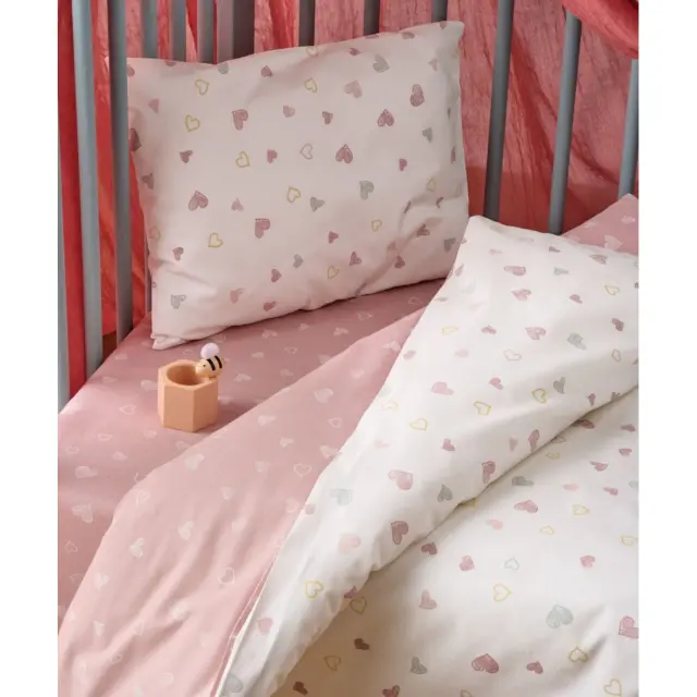 Σετ Σεντόνια Κούνιας 3 Τεμαχίων Kentia Matera 18 White-Dusty Pink-Veraman- Golden 120x170 2