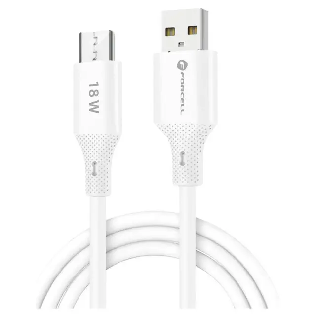 FORCELL F-ENERGY C341 cable USB A to Micro USB QC3.0 2,4A 18W Silicone 1 m white