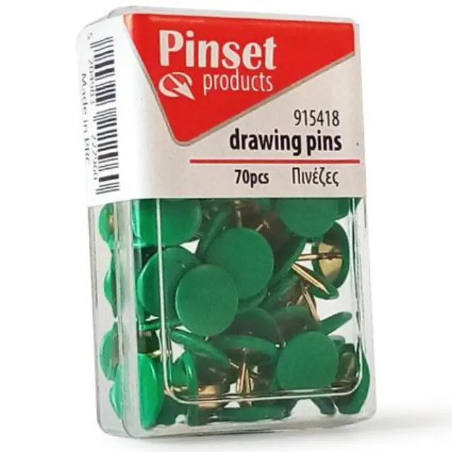 Πινέζες Pinset 70τεμ Πράσινο