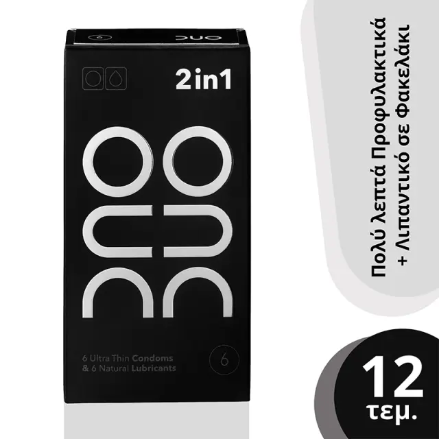Duo 2 in 1 Ultra Thin Πολύ Λεπτά Προφυλακτικά, 6τεμ Και Φακελάκια Duo Gel Natural Λιπαντικό, 6 x 2ml