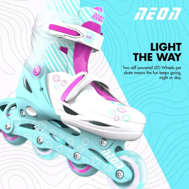 YVOLUTION Neon Combo 2 σε 1 Αυξομειούμενα Πατίνια - Γαλάζιο/Ροζ 3