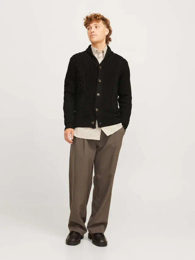 JJCRAIG KNIT SHAWL NECK AW24 Black 2