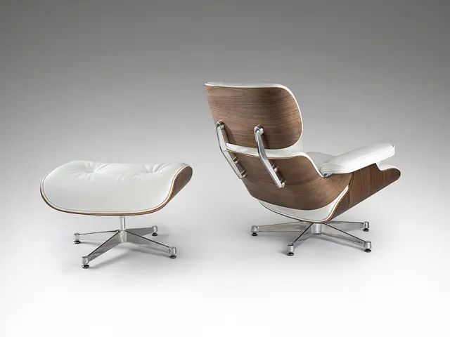 Eames 448394 σετ πολυθρόνα σκαμπό άσπρο/ξύλο Άσπρο Ξύλο 2