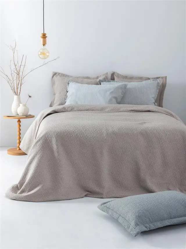 Κουβέρτα πικέ Palamaiki Zoe Silver Ημίδιπλη 170 x 260