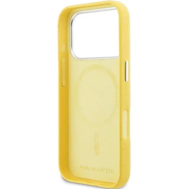 Karl Lagerfeld® Karl&Choupette Heads Pins MagSafe Θήκη για iPhone 17 Pro/18 Pro- Yellow 2