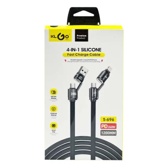 KLGO ΚΑΛΩΔΙΟ ΦΟΡΤΙΣΗΣ 4 ΣΕ 1 240W 1200mm S-696
