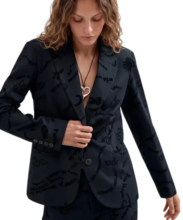 Desigual - Γυναικείο Βελουτέ Σακάκι Dora 26WWEW44-2000 Μαύρο 3
