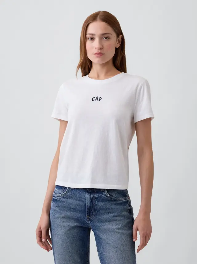 Γυναικεία Μπλούζα Authentic Shrunken με Λογότυπο από 100% Βαμβάκι FRESH WHITE