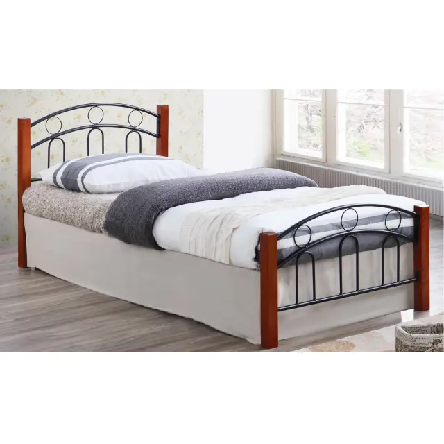 Κρεβάτι NORTON Για Στρώμα 160X200Cm Μαύρο/Καρυδί Ξύλο
