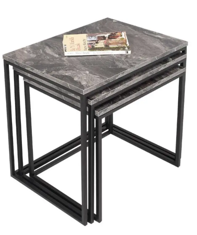 Σετ τραπεζάκια Ζιγκόν SHP-933-QQ Μάρμαρο 55x47x40cm 2