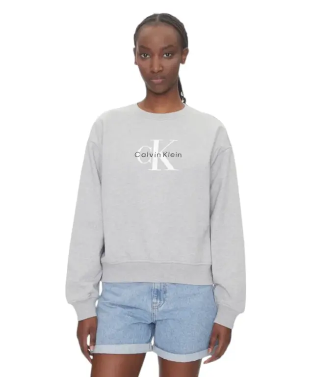 Calvin Klein - Γυναικείο Φούτερ Monologo Relaxed Fit LV047B234G-P79 Γκρι - S